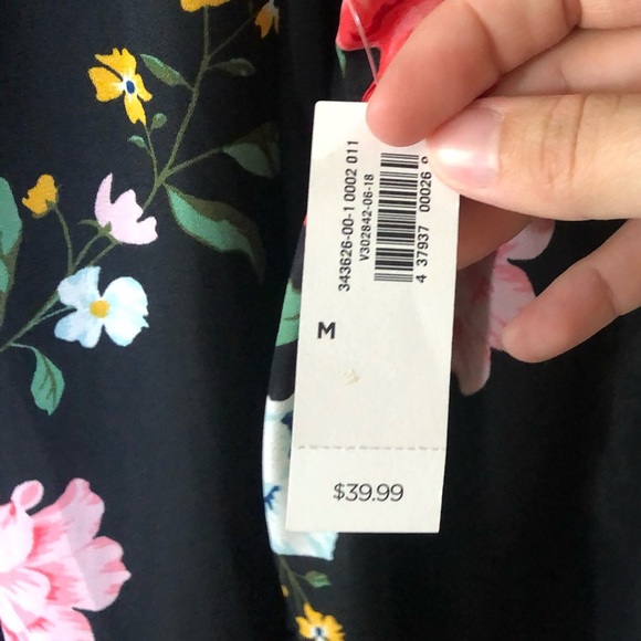 Old Navy|NWT black floral chiffon long sleeve dress,ruffle hem•••Medium - Picture 8 of 11
